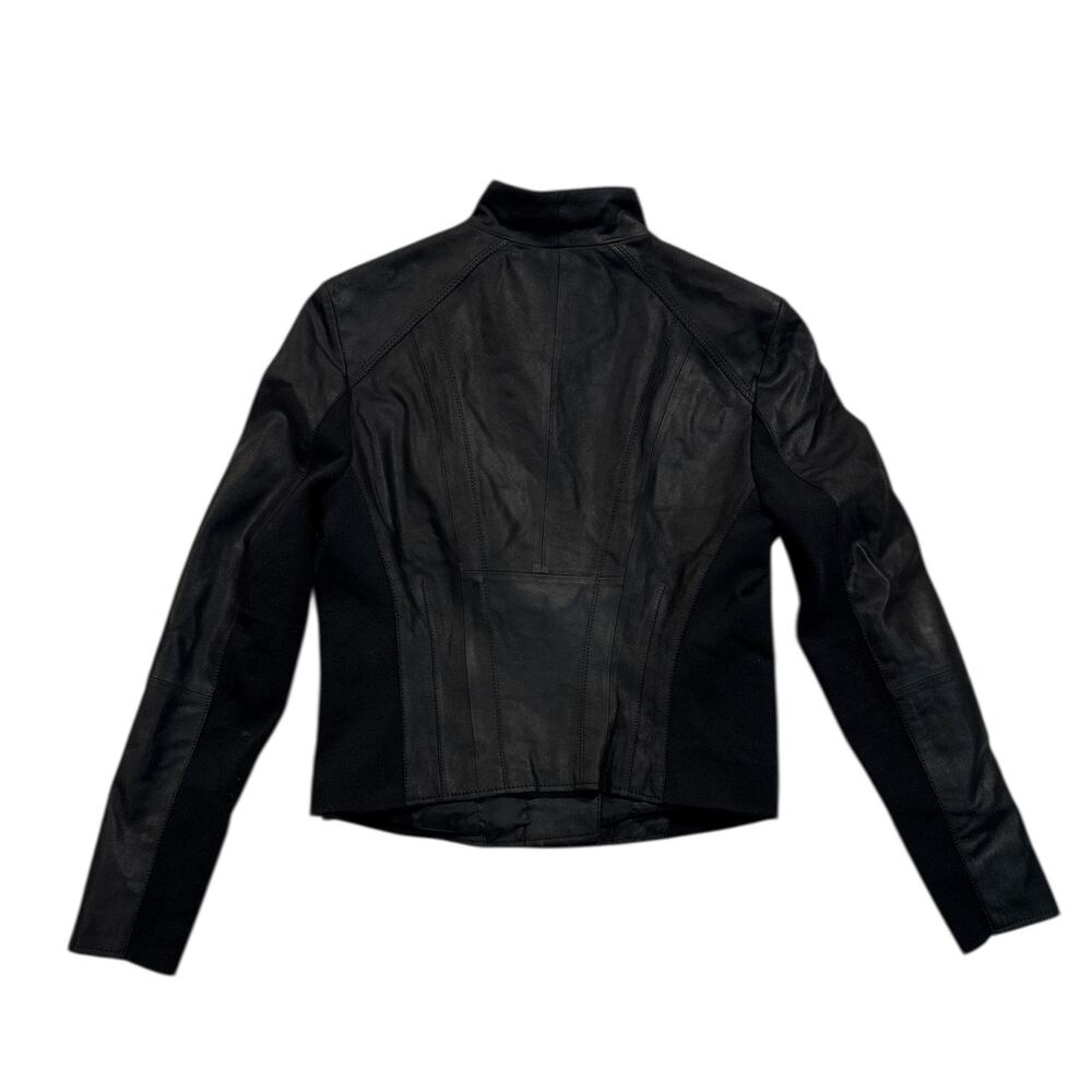 Andrew Marc Felix Leather Moto Jacket Women’s XL Black Asymmetrical Zip - Picture 5 of 11